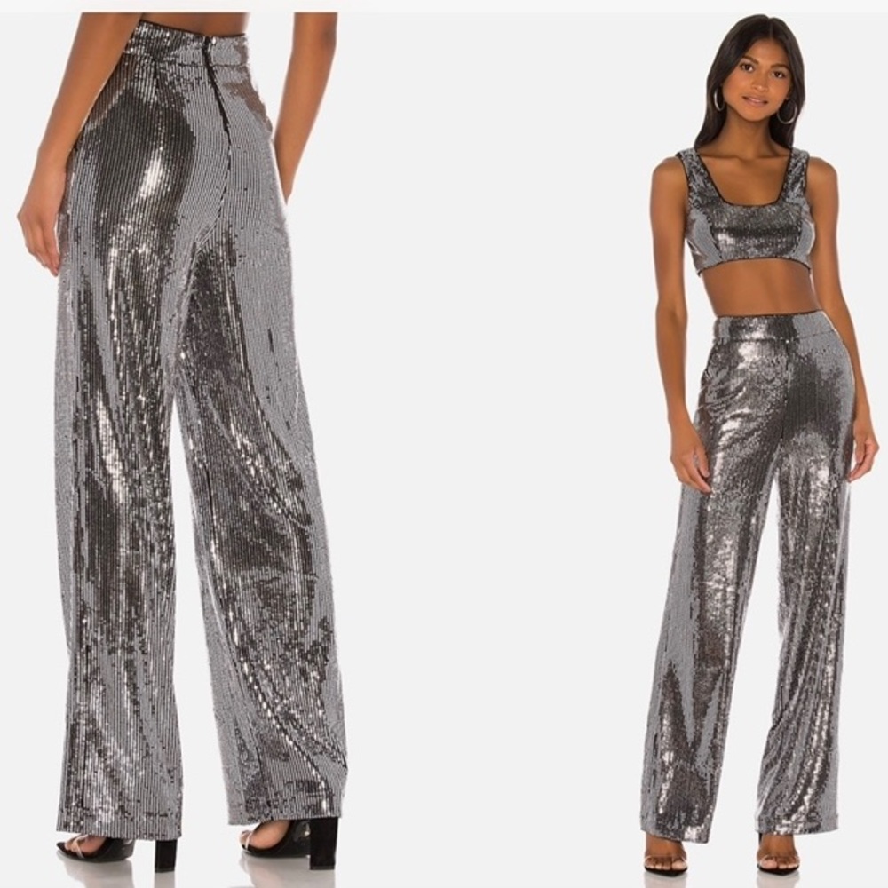 Silver Sequined Temple Pants S